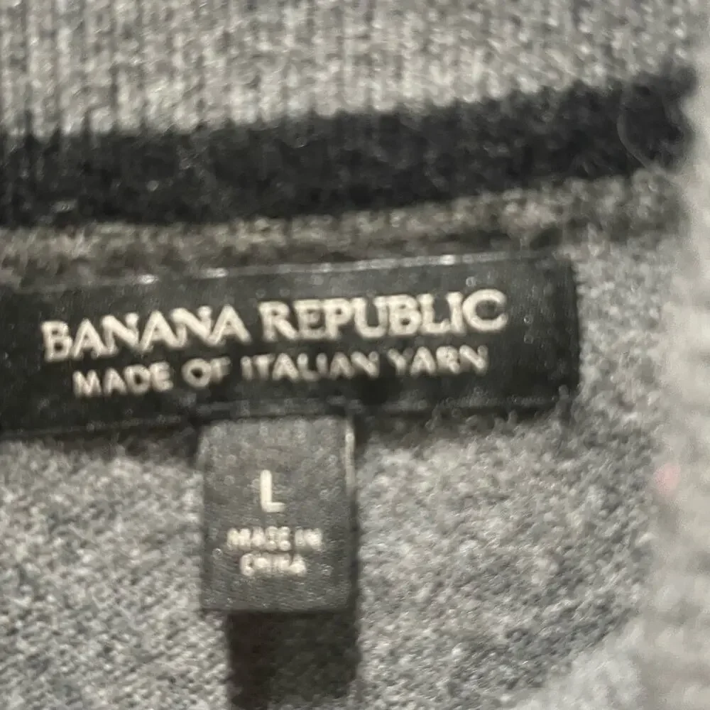 SPRING SALE! Banana Republic Gray Mens‎ Pullover 1/4 Zip Sweater Size Large